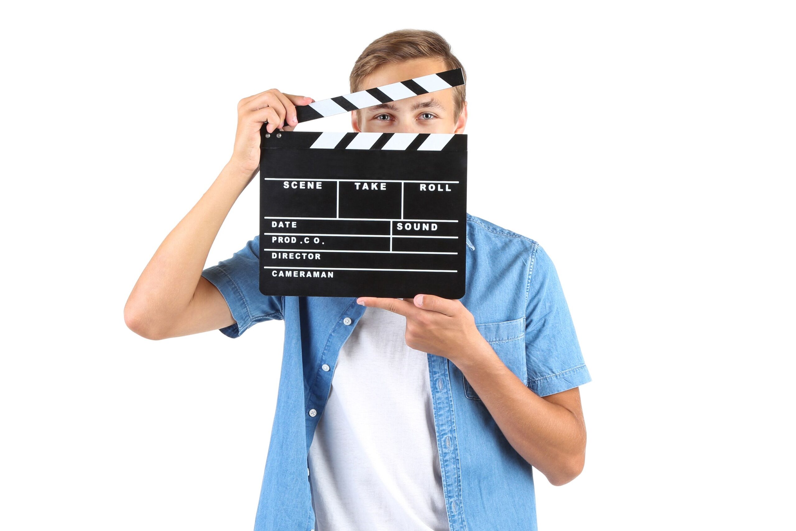 Mann mit Filmklappe