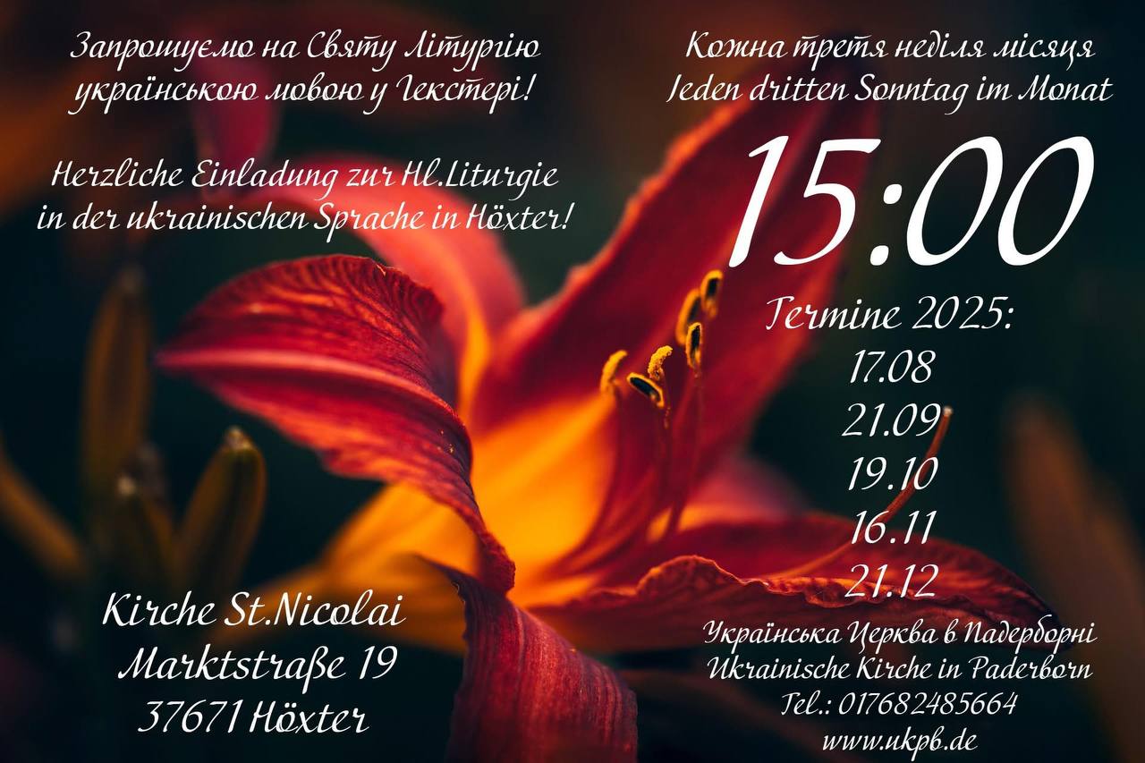 Terminplan Gottesdienste in ukrainischer Sprache